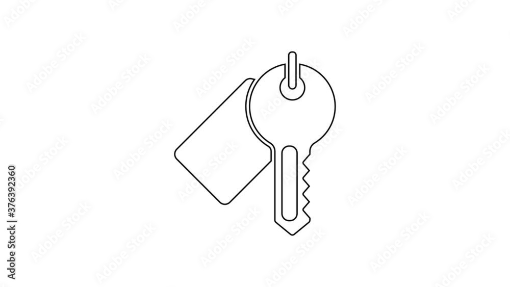 Black line Marked key icon isolated on white background. 4K Video motion graphic animation. Black line Marked key icon isolated on white background. 4K Video motion graphic animation.