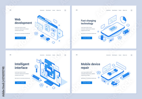 Web banners for various modern technology services