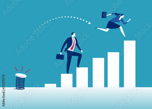 Advantage. An illustration of a manager who overcomes another by taking advantage. Business vector illustration.