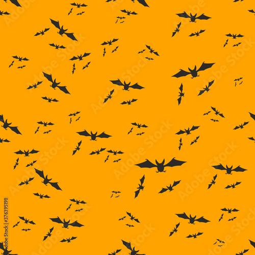 Halloween decoration bats swarm seamless pattern design vector illustration