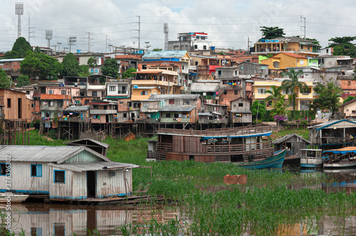 Manaus, Amazonas, Brazil: favelas on the bank of the Amazon