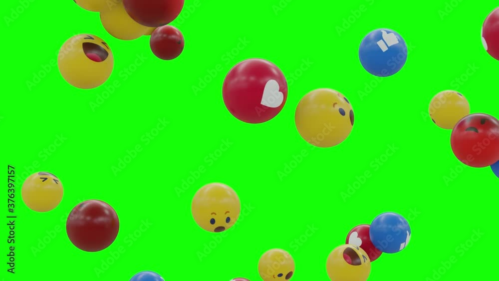 Facebook Like Button And Empathetic Emoji on Green Screen With Alpha Matte Facebook Like Button And Empathetic Emoji on Green Screen With Alpha Matte
