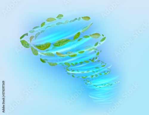 The power of the leaves that twirls in the tornado wind. On a white background.
Realistic EPS file.