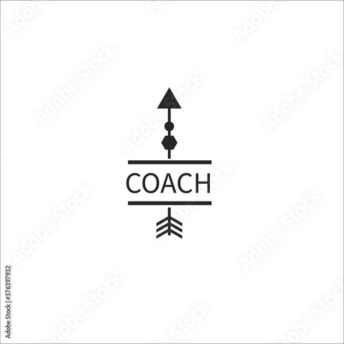 Coaching logo, frame with arrow up. Symbol of coach, mentor or teacher