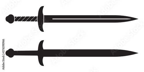 Sword icon. Medieval knight swords silhouette. Vector illustration.