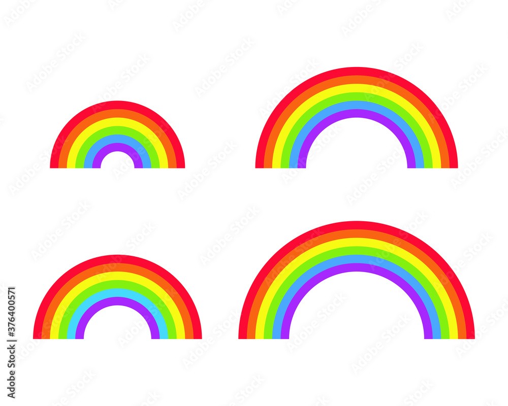 Rainbow arch vector icon. Decorative pattern weather symbol. Color spectrum stripe sign logo. Isolated on white background. Rainbow arch vector icon. Decorative pattern weather symbol. Color spectrum stripe sign logo. Isolated on white background.