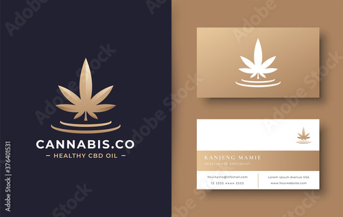 gold cannabis logo with business card