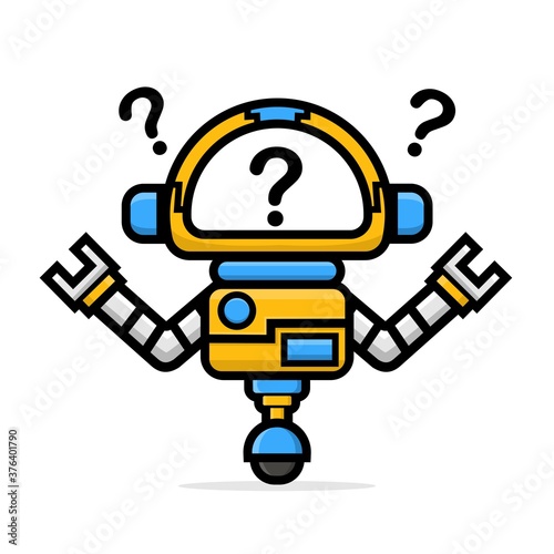 cute characters robot with question mark