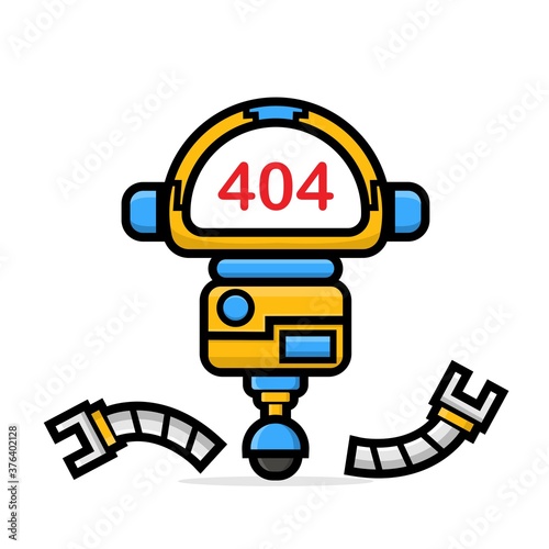Cute characters robot error and crash
