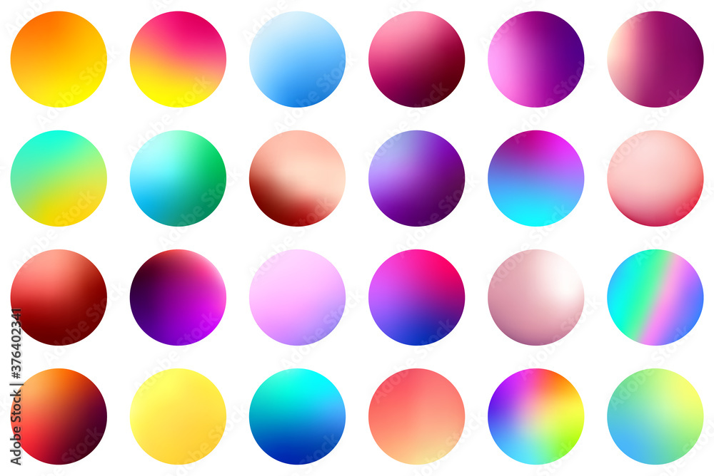 Set of multicolored gradient circles on white background. Set of multicolored gradient circles on white background.
