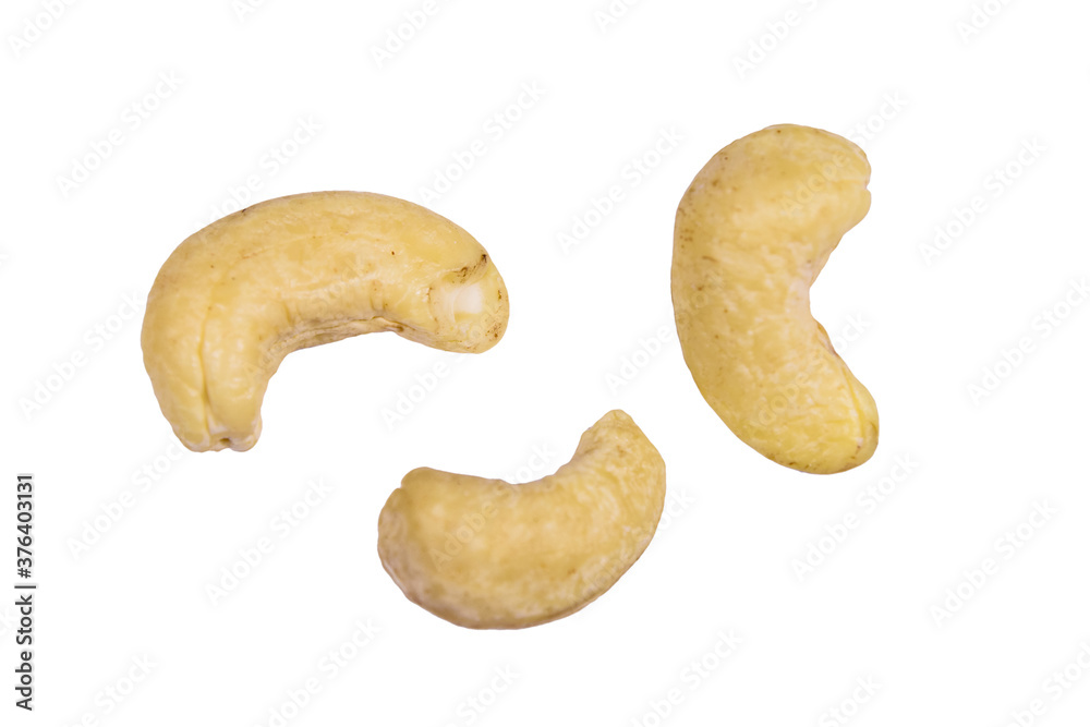 Raw cashew nut isolated on a white background