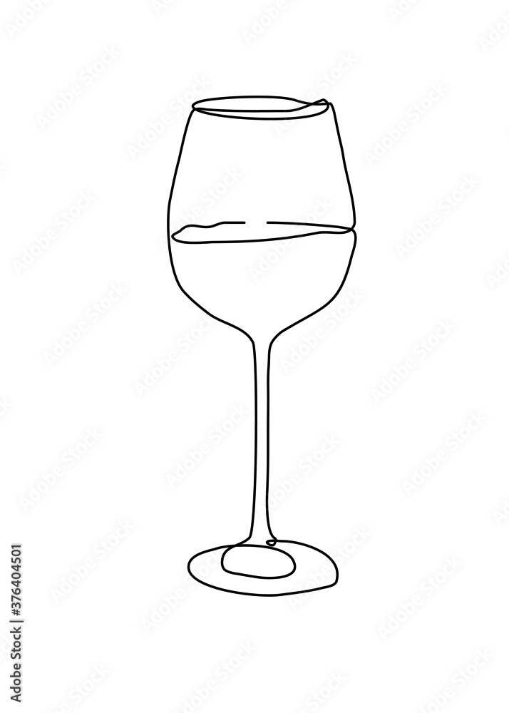 drawing line, glass of champagne drawing line, glass of champagne