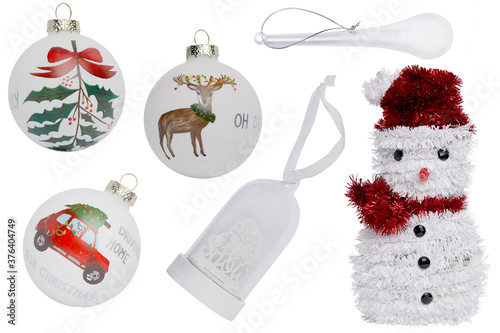 Set of high resolution images combined together of Christmas decorations.