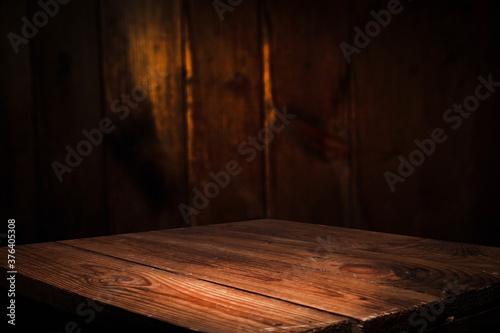 background and worn old wooden table, place for your product
