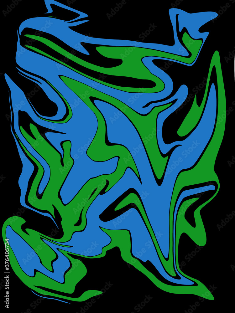 abstract like bird dark blue and green watercolor luxury pattern fluid liquid light color on black.