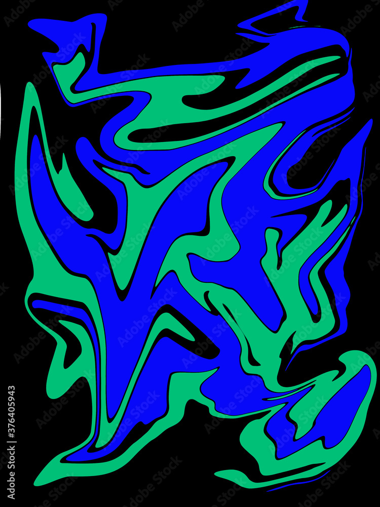 dark blue and light greenish blue abstract like bird watercolor luxury pattern fluid liquid color on black.
