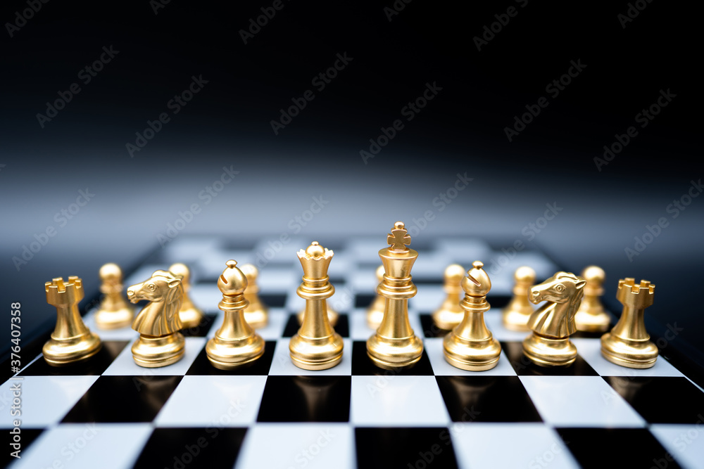 The battle chess sport game stand on chess board with dark background