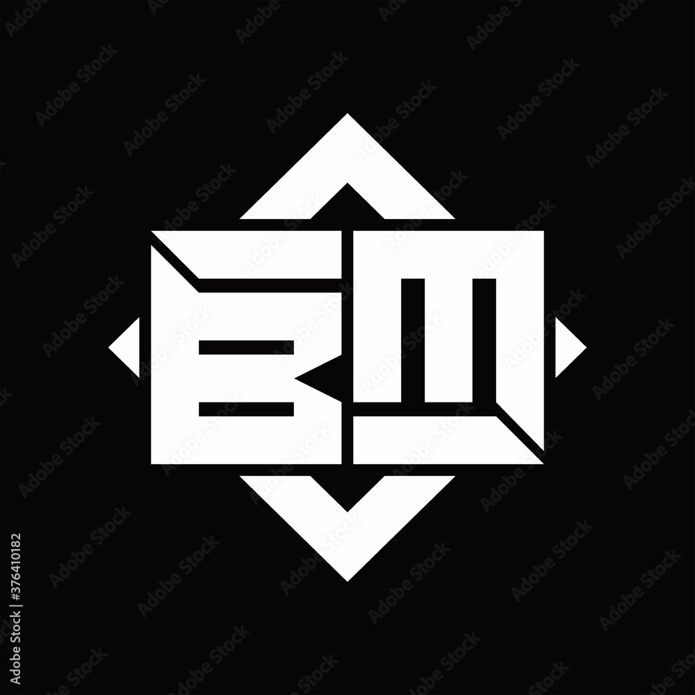 BM Logo monogram with overlapping line square rotate design template ...
