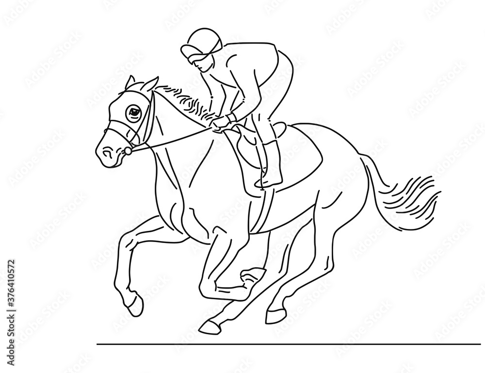 Racehorse and jockey during the race Racehorse and jockey during the race