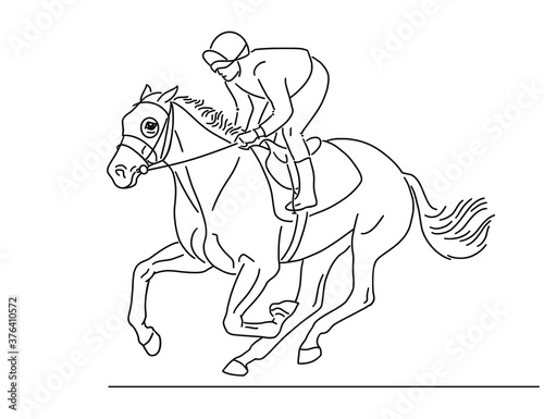 Racehorse and jockey during the race