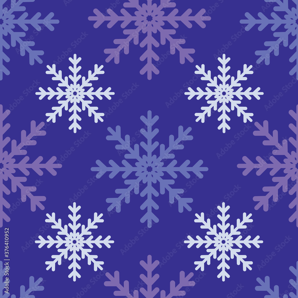 Tonal blue and white snowflakes on a blue background. Seamless vector repeat pattern. Great for holidays, christmas, home decor, wrapping, fashion, scrapbooking, wallpaper, gift, kids, apparel. Tonal blue and white snowflakes on a blue background. Seamless vector repeat pattern. Great for holidays, christmas, home decor, wrapping, fashion, scrapbooking, wallpaper, gift, kids, apparel.