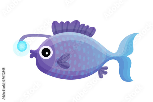 Funny Fish with Side Fins as Marine Animal Vector Illustration