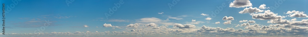 Fantastic clouds against blue sky, panorama - obrazy, fototapety, plakaty 