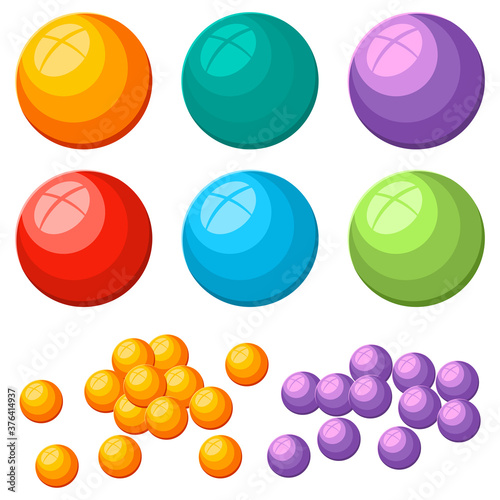 Bath beads vector cartoon set isolated on a white background.