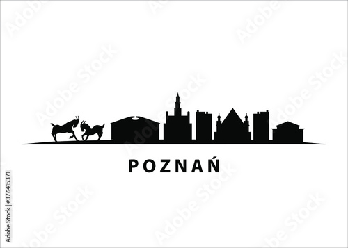 Fototapeta Poznań Skyline Black Vector City Graphic Silhouette