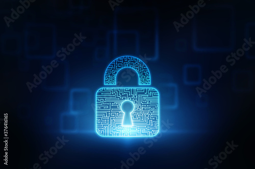 2d illustration Safety concept: Closed Padlock on digital background