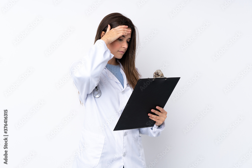 Young teenager Brazilian girl over white background Young teenager Brazilian girl over white background