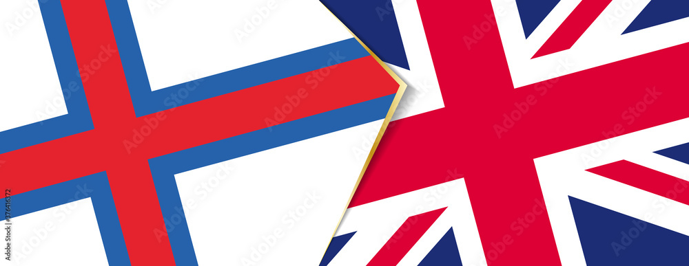 Faroe Islands and United Kingdom flags, two vector flags.
