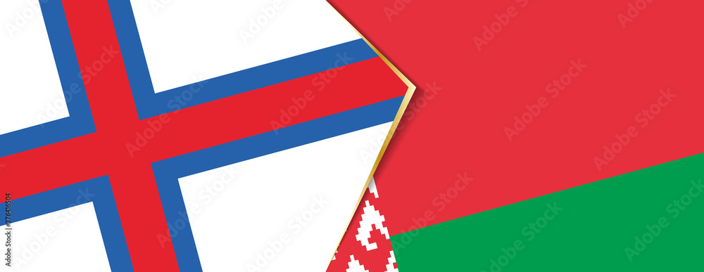 Faroe Islands and Belarus flags, two vector flags.