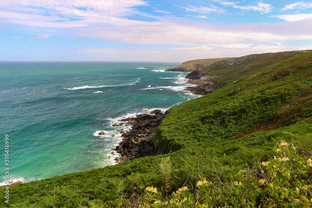 Picturesque coastal walk at Zennor Head, Cornwall