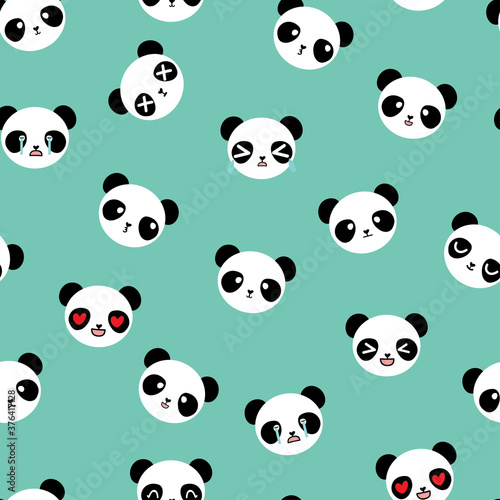 Fototapeta Naklejka Na Ścianę i Meble -  pattern with cartoon panda. for fabric print, textile, gift wrapping paper. colorful vector for kids, flat style