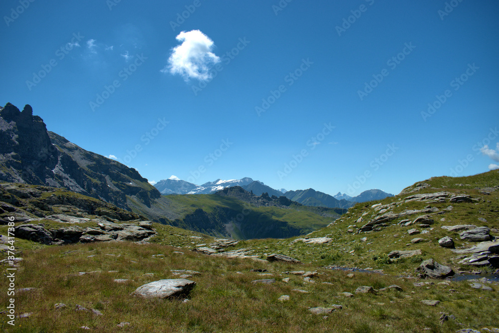 Bergpanorama während der 5 Seen Wanderung auf dem Pizol in der Schweiz 7.8.2020