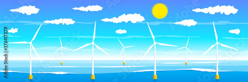 Wind turbines in ocean