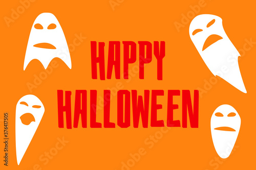 Banner with ghosts for Halloween. Happy Halloween Day concept.