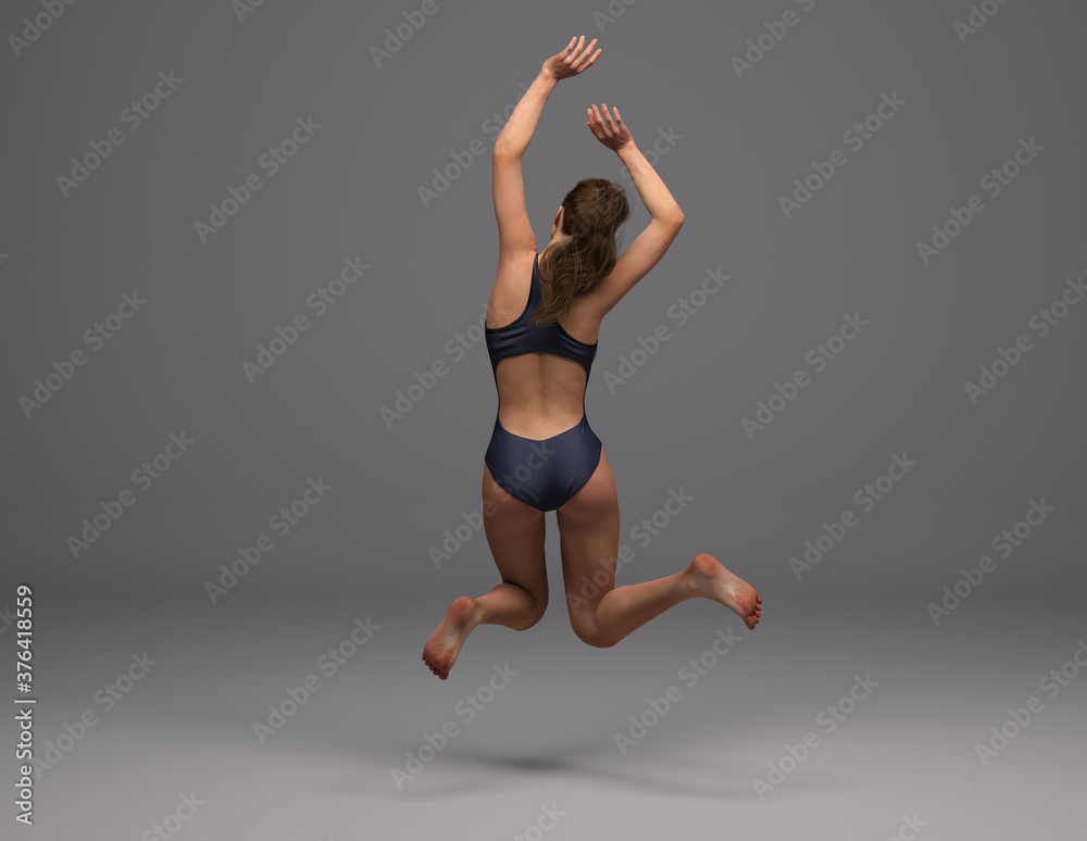 3D Render : Pin-up girl in swimsuit pose action 3D Render : Pin-up girl in swimsuit pose action