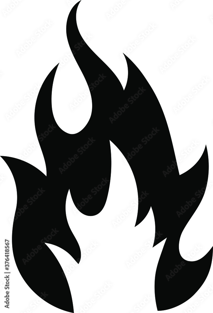 Fire flame icon. Black icon isolated on white background. Fire flame silhouette. Monochrome simple icon. Fire flame icon. Black icon isolated on white background. Fire flame silhouette. Monochrome simple icon.