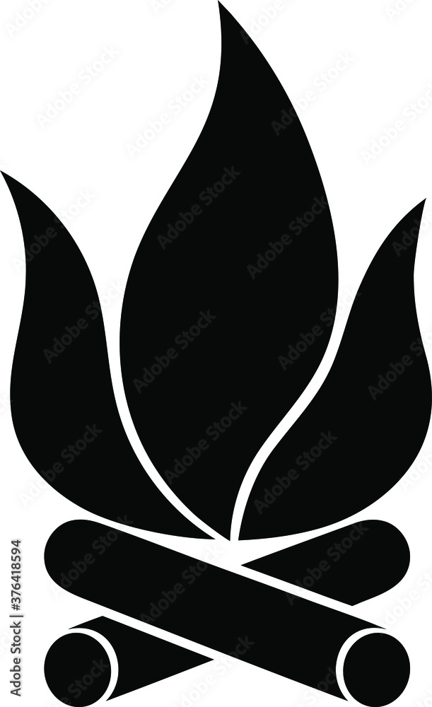 Fire flame icon. Black icon isolated on white background. Fire flame silhouette. Monochrome simple icon. Fire flame icon. Black icon isolated on white background. Fire flame silhouette. Monochrome simple icon.