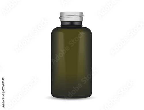 Glass bottle with dark green color