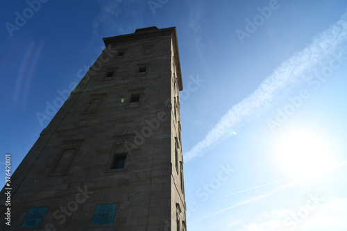 building in the sky, photo as a background , in a coruna north spain, galicia, spain, europe , tower of hercules lighthouse