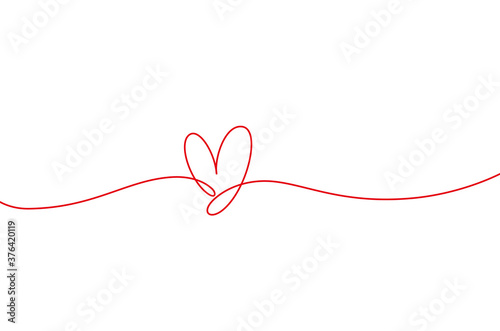 Heart shape mono line. Continuous line icon, hand drawn calligraphic element. Flourish clipart. Ornate isolated element for Valentine's day, wedding, lgbt pride. Outline shape.