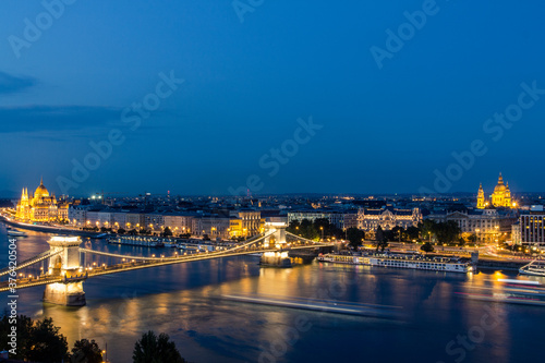 Night view of the Danube river embankment in Budapest. Hungary © Shyshko Oleksandr