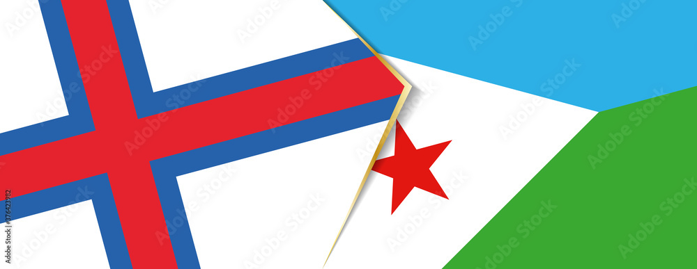 Faroe Islands and Djibouti flags, two vector flags.