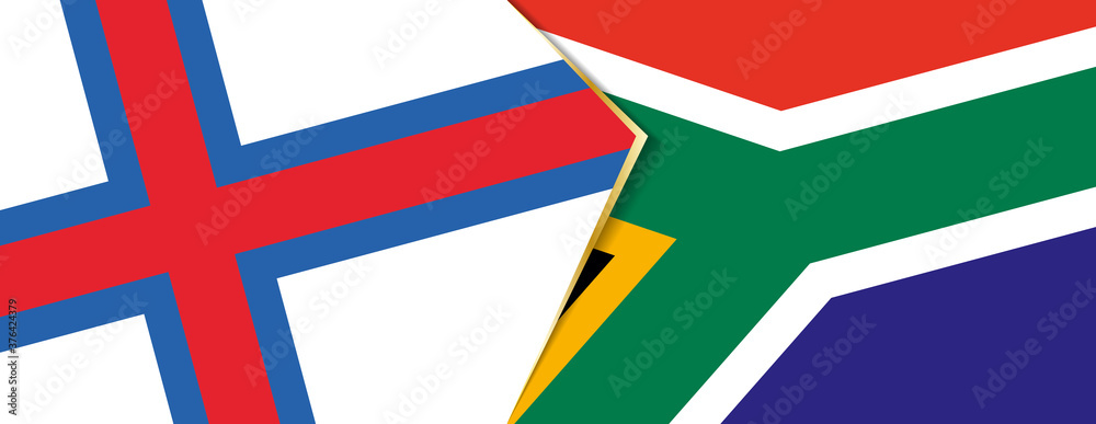 Faroe Islands and South Africa flags, two vector flags.