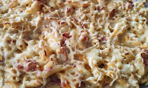 macaroni gratin in the oven with cheese