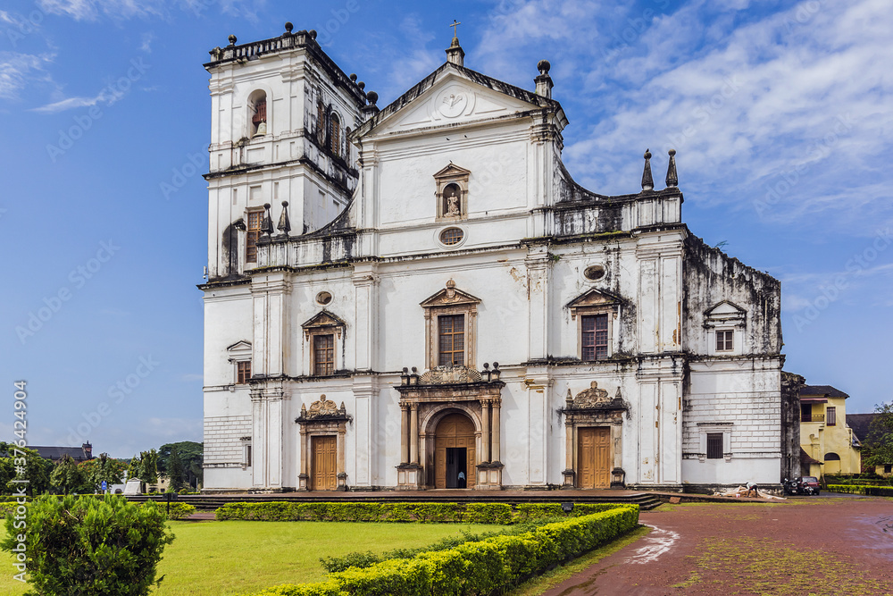 Latin Rite Roman St. Catherine Cathedral (1640) - one of largest church in Asia is dedicated to Catherine of Alexandria. It is one of the most celebrated religious buildings in Goa. Old Goa, India.