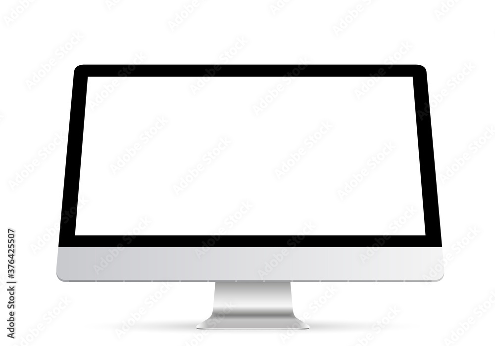 Computer display with blank white screen isolated on a transparent background Computer display with blank white screen isolated on a transparent background